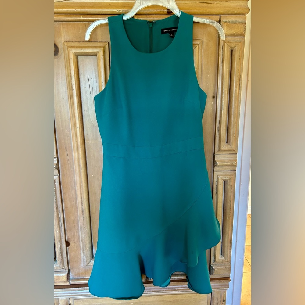 Banana Republic Teal Fitted Sleeveless Dress